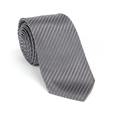 J. Lindeberg Silk Tie // Grey Metallic Stripe