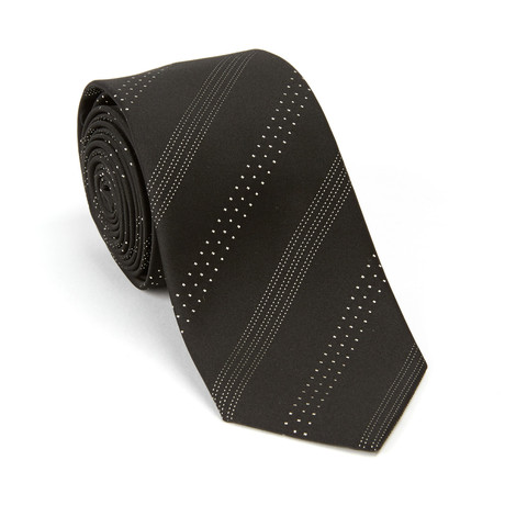 J. Lindeberg Silk Tie // Black + White Dotted Stripe