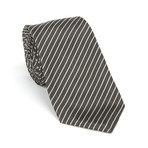 J. Lindeberg Silk Tie // Charcoal + White Stripe