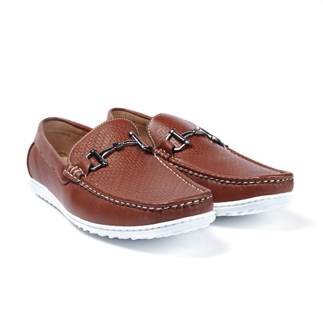 J's Awake Contrast Stitched Driving Shoe // Brown (US: 6.5)