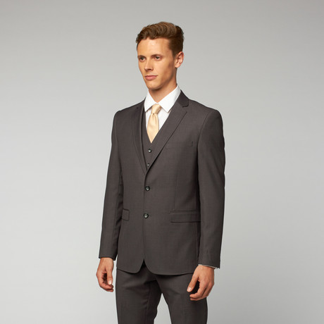 3-Piece Slim Cut Suit // Medium Gray (US: 36R)