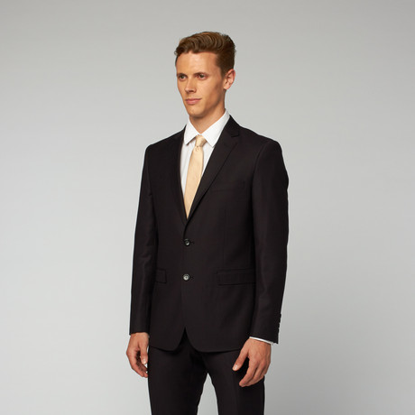 2-Piece Modern Cut Small Check Suit // Black (US: 40S)