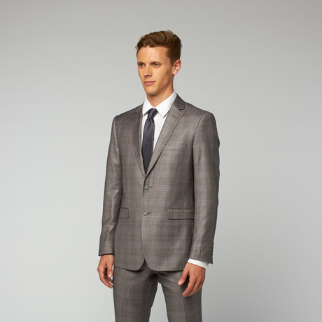 2-Piece Modern Cut Plaid Suit // Light Gray (US: 38R)