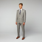 2-Piece Modern Cut Plaid Suit // Light Gray + Blue (US: 42S)