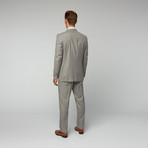 2-Piece Modern Cut Plaid Suit // Light Gray + Blue (US: 42S)
