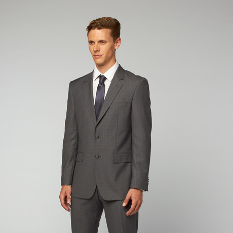 2-Piece Modern Cut Plaid Suit // Medium Gray (US: 36R)
