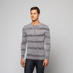 Fantasy Stripe Burnout Henley // Dark Grey (S)