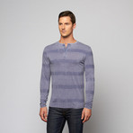 Fantasy Stripe Burnout Henley // Denim Blue (M)