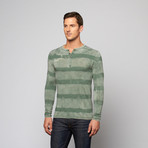 Fantasy Stripe Burnout Henley // Green (S)