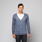 Spray Dye Slub Cardigan // Denim Blue (XS)