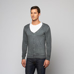 Spray Dye Slub Cardigan // Dark Grey (L)