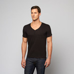 Slub Y-Neck Henley // Black (XL)