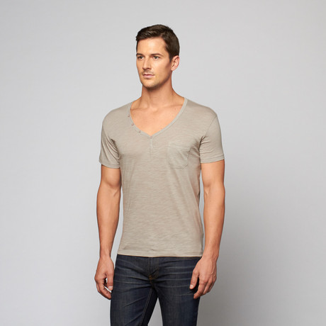 Slub Y-Neck Henley // Grey (S)