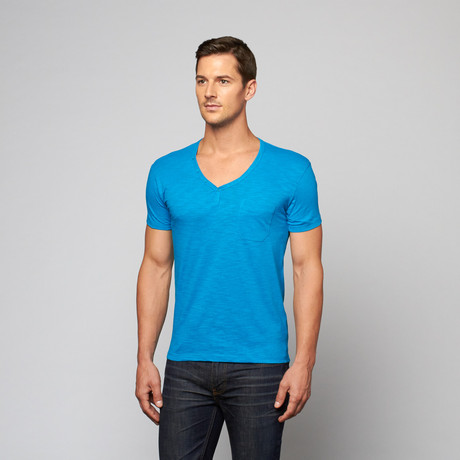 Slub Y-Neck Henley // Turquoise (S)