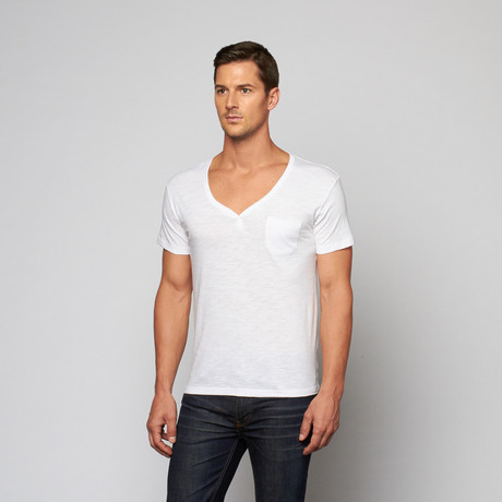 Slub Y-Neck Henley // White (S)