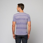 Fantasy Stripe Burnout V-Neck Tee // Denim Blue (S)