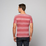 Fantasy Stripe Burnout V-Neck Tee // Ruby (2XL)