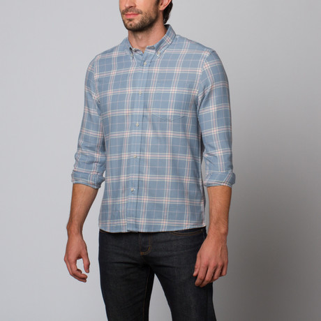 Slate & Stone // Everton Plaid Shirt // Blue + White (S)