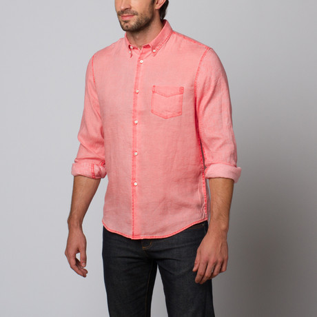Slate & Stone // Charter Cotton Linen Shirt // Red (S)