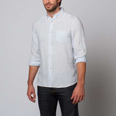 Slate & Stone // Charter Cotton Linen Shirt // Sky (S)