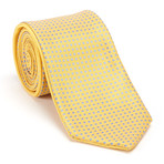 Reversible Micro Print Tie + Silver Tie Bar Set // Gold