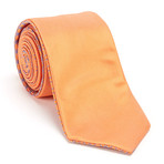 Reversible Printed Tie + Silver Tie Bar Set // Orange