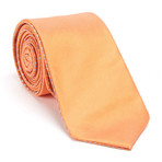 Reversible Micro Print Tie + Silver Tie Bar Set // Orange