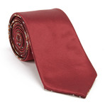 Reversible Plaid Tie + Silver Tie Bar Set // Beige + Burgundy