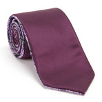 Reversible Plaid Tie + Silver Tie Bar Set // Purple