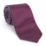 Reversible Checkered Tie + Silver Tie Bar Set // Purple