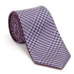 Reversible Checkered Tie + Silver Tie Bar Set // Purple