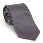 Reversible Square Print Tie + Silver Tie Bar Set // Charcoal