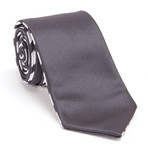 Reversible Striped Tie + Silver Tie Bar Set // Charcoal + White