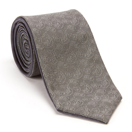 Reversible Faded Paisley Tie + Silver Tie Bar Set // Charcoal