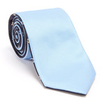 Reversible Floral Tie + Silver Tie Bar Set // Navy + Light Blue