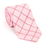 Reversible Checkered Tie + Silver Tie Bar Set // Pink