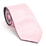 Reversible Floral Tie + Silver Tie Bar Set // Navy + Pink