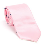 Striped Tie + Silver Tie Bar Set // Pink + White