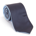 Reversible Dotted Tie + Silver Tie Bar Set // Navy + Light Blue