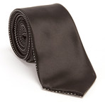Reversible Micro Dot Tie + Silver Tie Bar Set // Black + White
