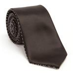 Check Print Tie + Silver Tie Bar Set // Black