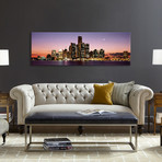 Night Skyline Detroit MI // Panoramic Images (60"W x 20"H x 0.75"D)