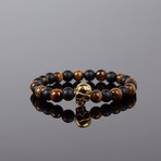 Skull Bracelet with Tiger Eye // Yellow