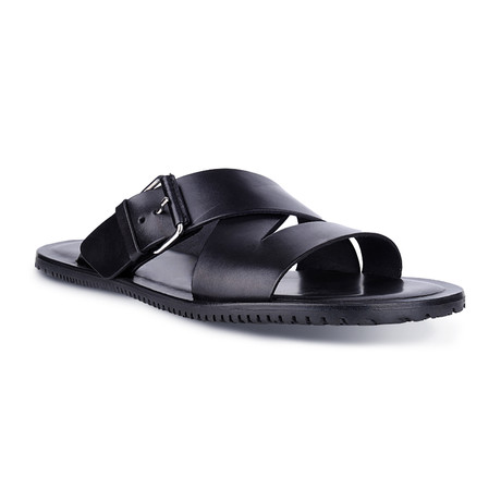 Leather Sandals // Black + Buckle (Euro: 39)