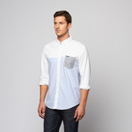 Color Block Oxford Shirt // White + Blue (S)