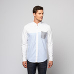 Color Block Oxford Shirt // White + Blue (S)