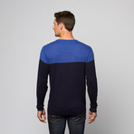 Color Block Pullover Sweater // Navy + Royal Blue (M)