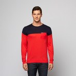 Color Block Pullover Sweater // Navy + Sunset (S)