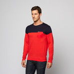 Color Block Pullover Sweater // Navy + Sunset (S)