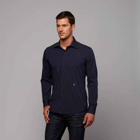 Button-Up Shirt // Navy Stripe (US: 15.5R)